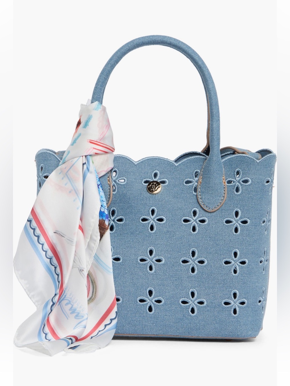 NWT Nanette Lepore Lilian Eyelet Denim Satchel